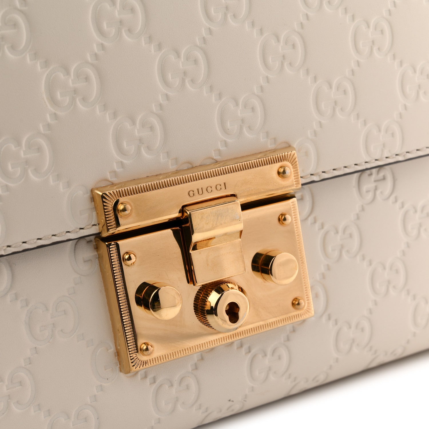Gucci Guccissima Medium Padlock Shoulder Bag Mystic White 14 of 14