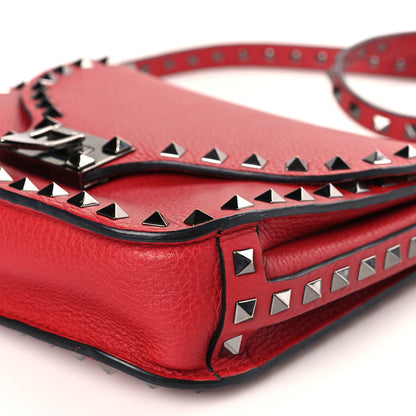 Valentino Garavani Pebbled Calfskin Rockstud Shoulder Flap Messenger Bag Rosso 8 of 8