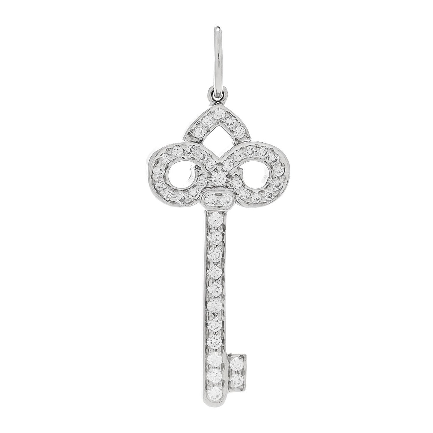 Platinum Diamond .12ct Fleur De Lis Key Pendant