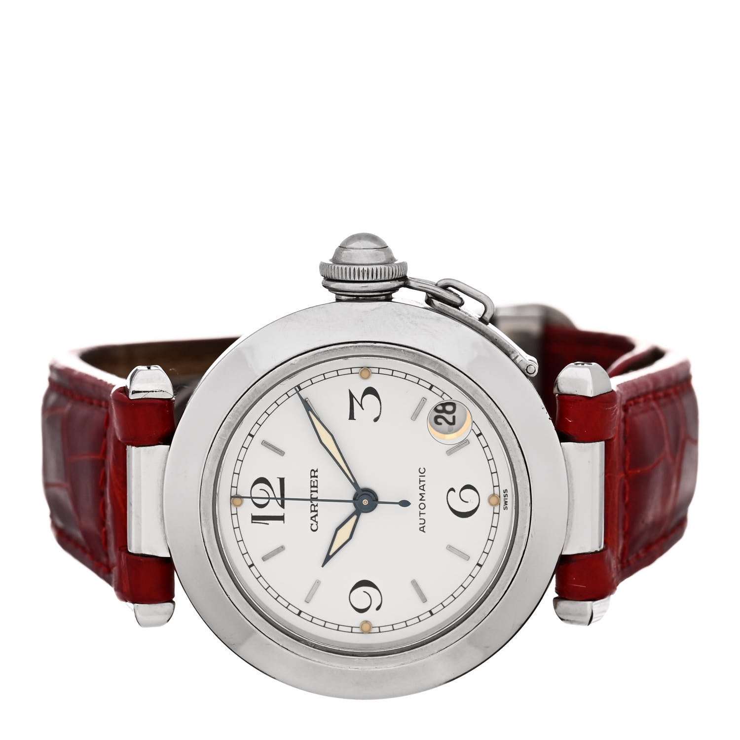 Cartier Stainless Steel Alligator 35mm Pasha C Automatic Watch Red 2 of 6