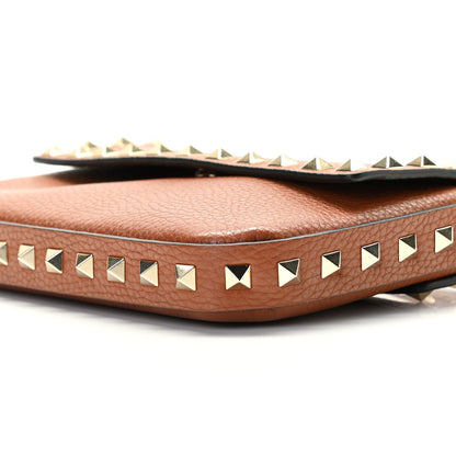 Valentino Garavani Grainy Calfskin Rockstud Crossbody Pouch Saddle Brown 6 of 10