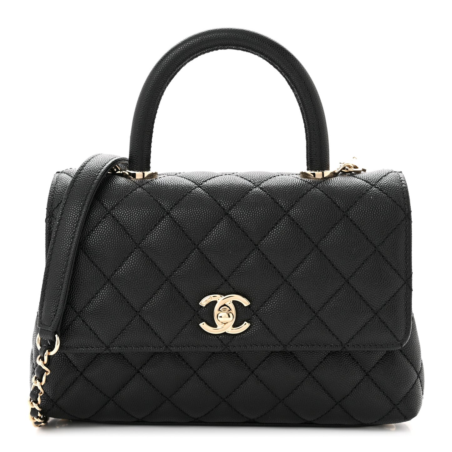 Caviar Quilted Mini Coco Handle Flap Black
