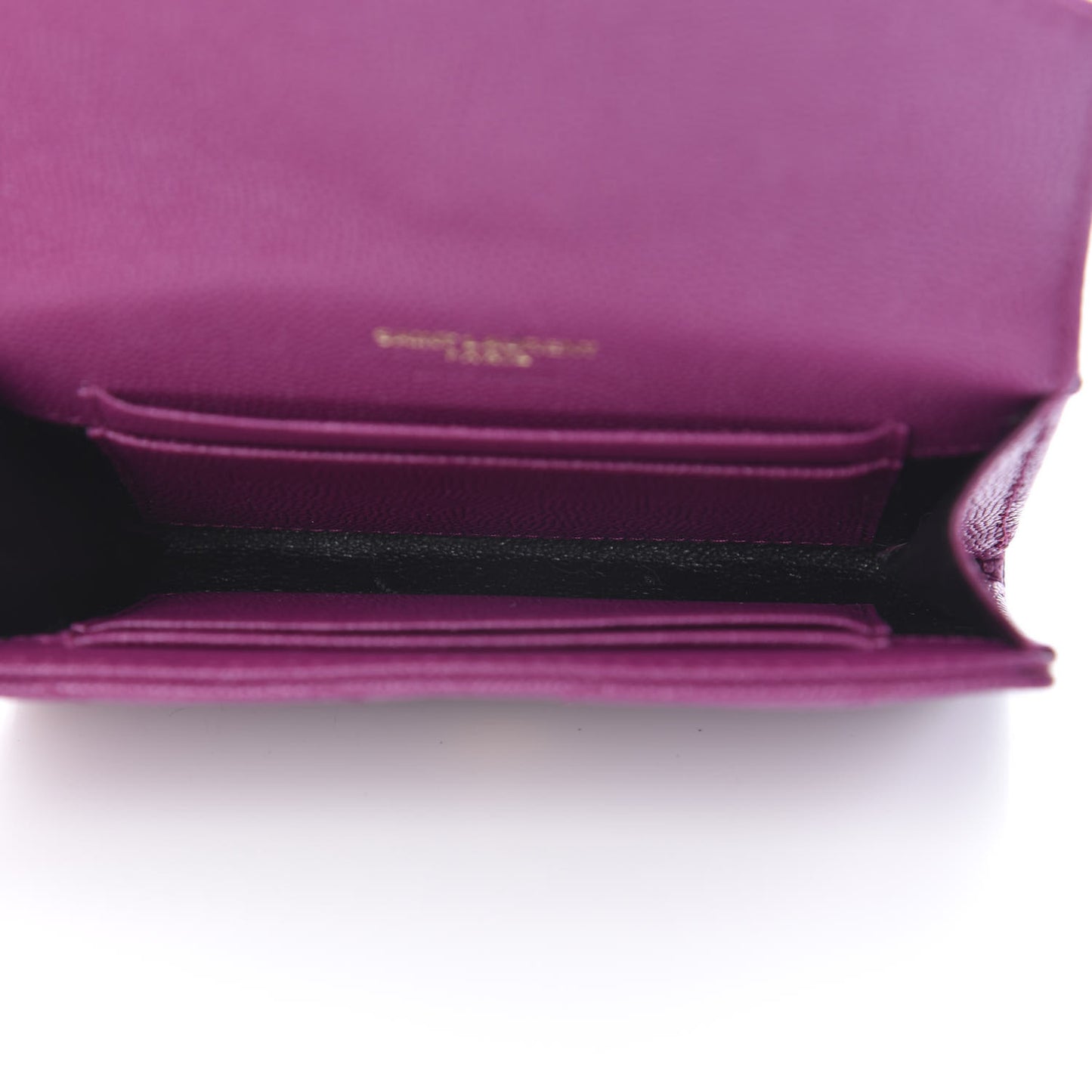 Grain De Poudre Matelasse Chevron Small Monogram Envelope Wallet Dark Grape