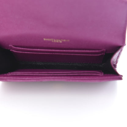 Saint Laurent Grain De Poudre Matelasse Chevron Small Monogram Envelope Wallet Dark Grape 5 of 10