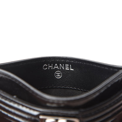 Chanel Glazed Calfskin Quilted Boy Card Holder Black 6 of 8