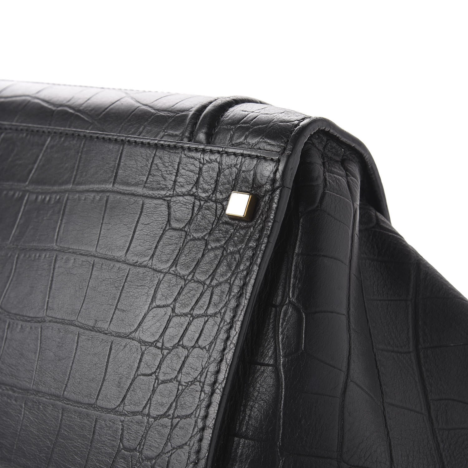 Celine Crocodile Embossed Calfskin Large Phantom Luggage Black 9 of 11