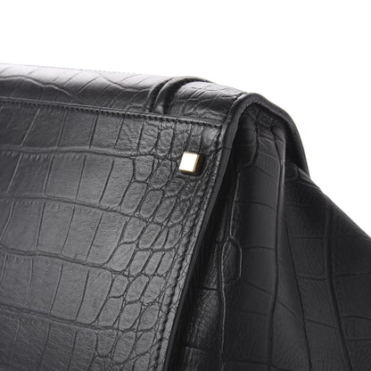 Celine Crocodile Embossed Calfskin Large Phantom Luggage Black 9 of 11