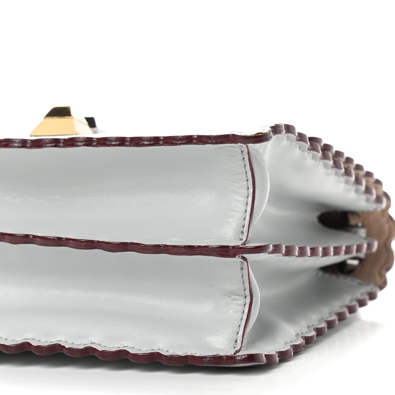 Fendi Vitello Liberty Scalloped Studded Small Kan I Shoulder Bag Grigio Perla 7 of 9