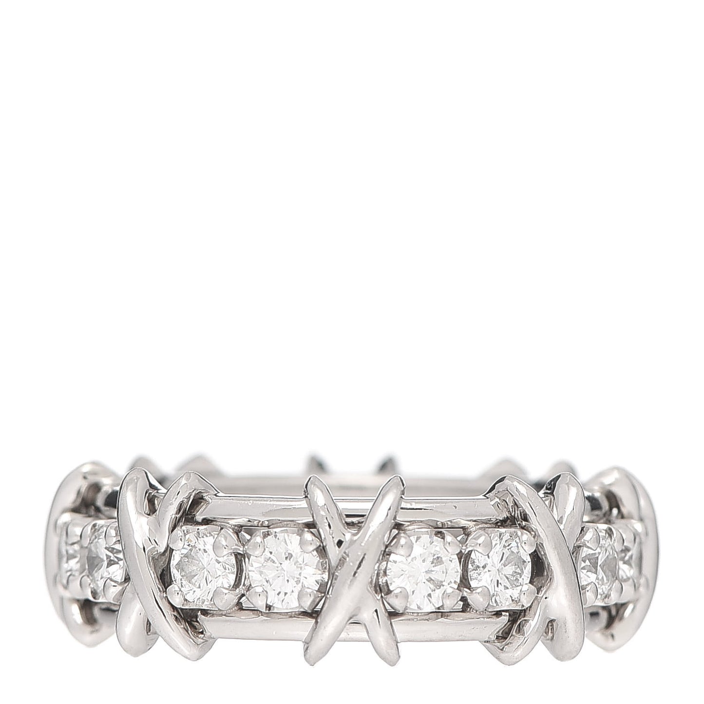 Platinum Diamond Schlumberger Sixteen Stone Ring 53 6.25