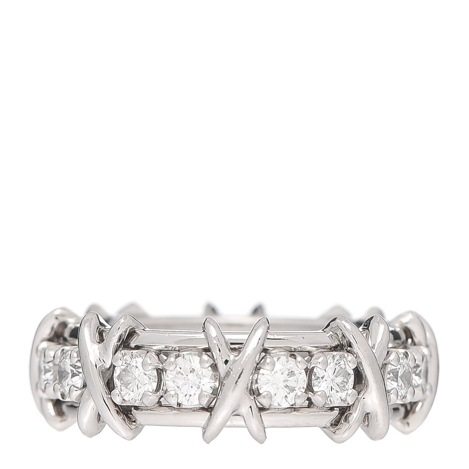 Tiffany Platinum Diamond Schlumberger Sixteen Stone Ring 53 6.25 1 of 5
