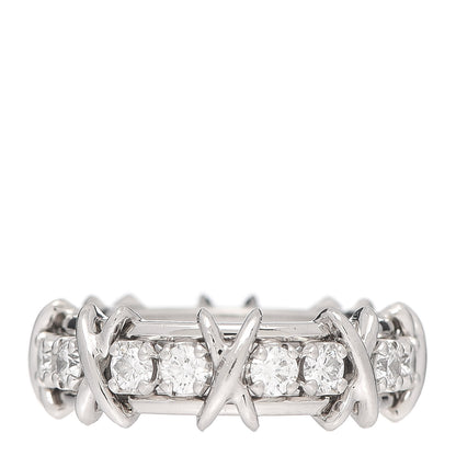 Tiffany Platinum Diamond Schlumberger Sixteen Stone Ring 53 6.25 1 of 5