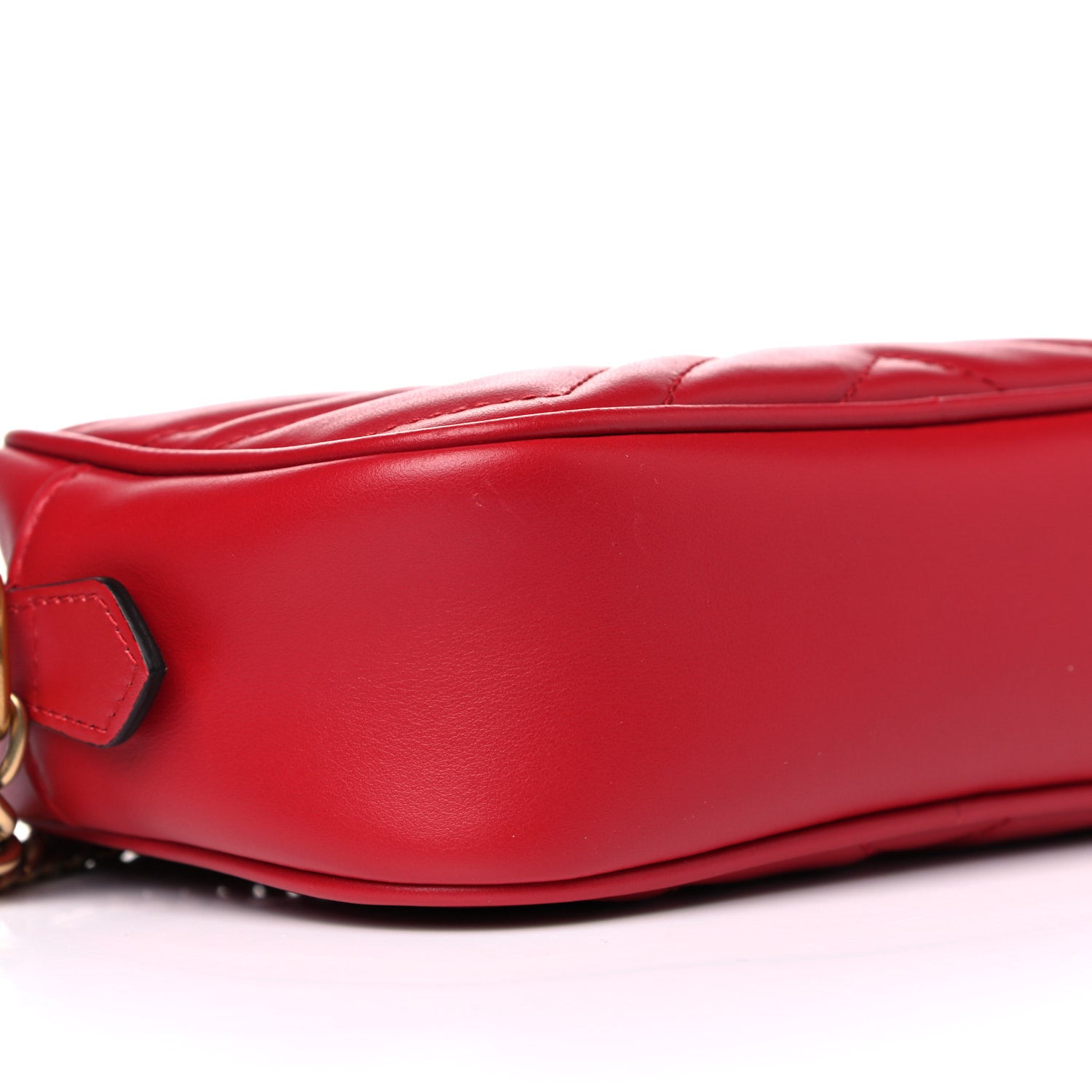 Gucci Calfskin Matelasse Mini GG Marmont Chain Shoulder Bag Hibiscus Red 10 of 11