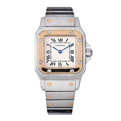 Cartier Stainless Steel 18K Yellow Gold 24mm Santos De Cartier Galbee Quartz Watch 1 of 6