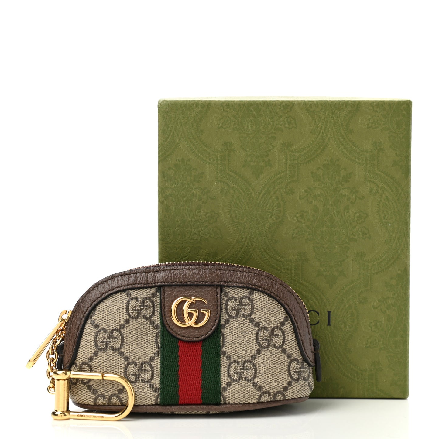 GG Supreme Monogram Web Ophidia Dome Key Pouch Beige New Acero