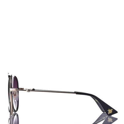 Gucci Web Aviator Sunglasses GG0062S Black White 3 of 8