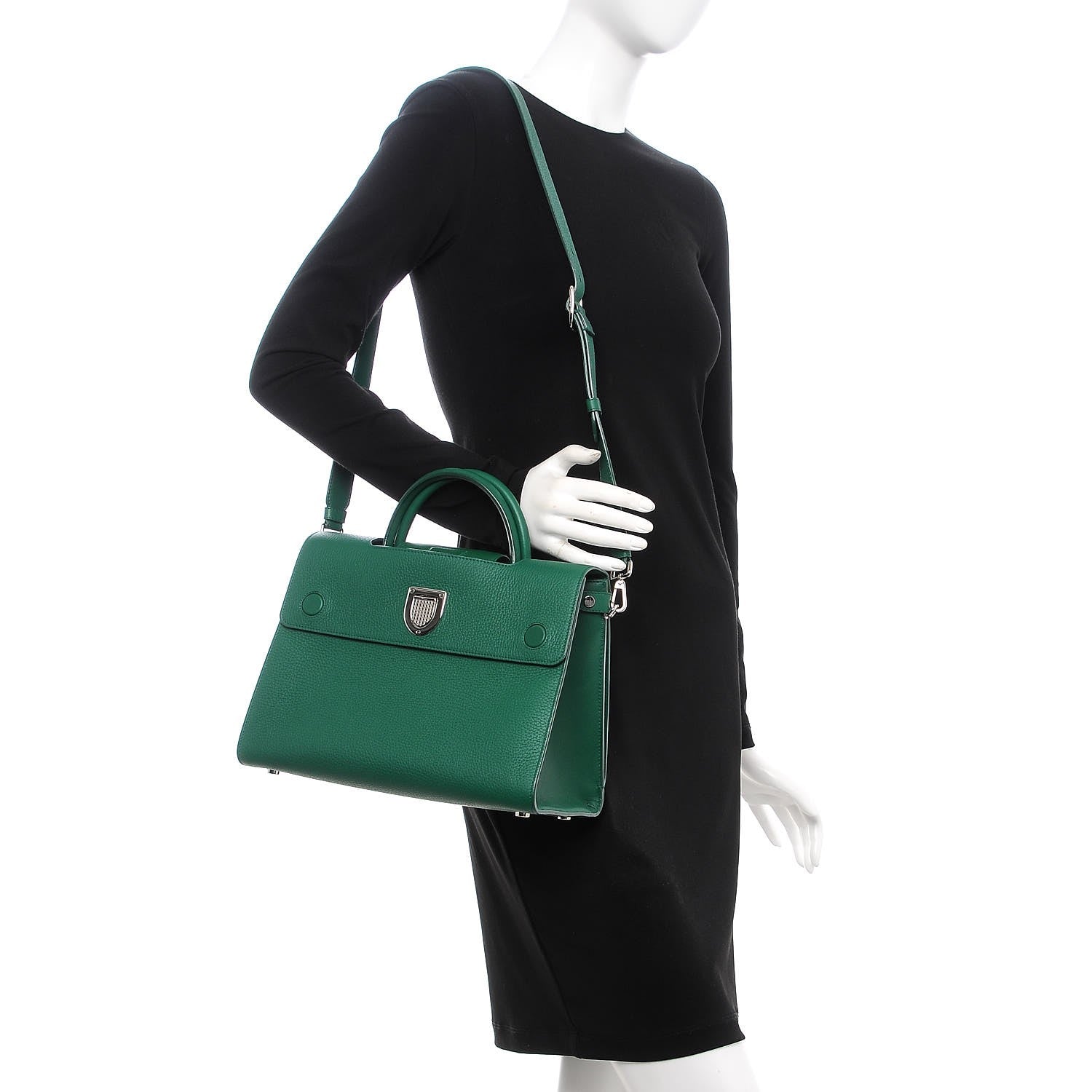 Christian Dior Grained Calfskin Medium Diorever Flap Green 2 of 8