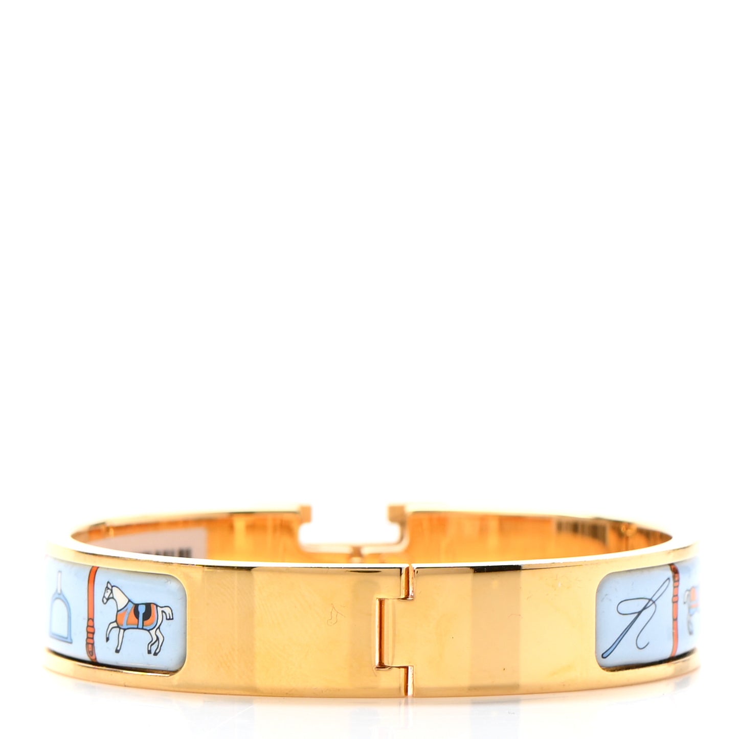 Enamel Printed Narrow Couvertures et Tenues de Jour Clic Clac H Bracelet PM Orange Blue