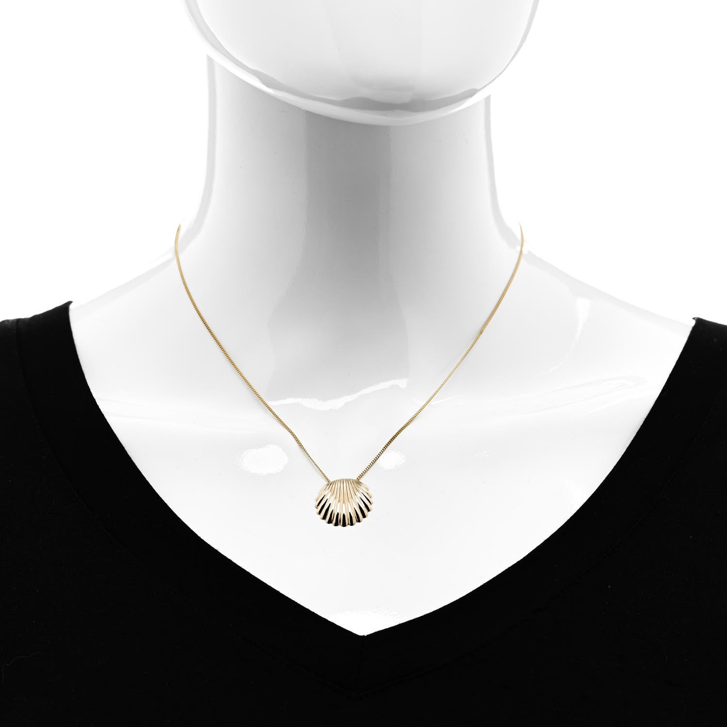 Tiffany 14K Yellow Gold Seashell Pendant Necklace 2 of 6