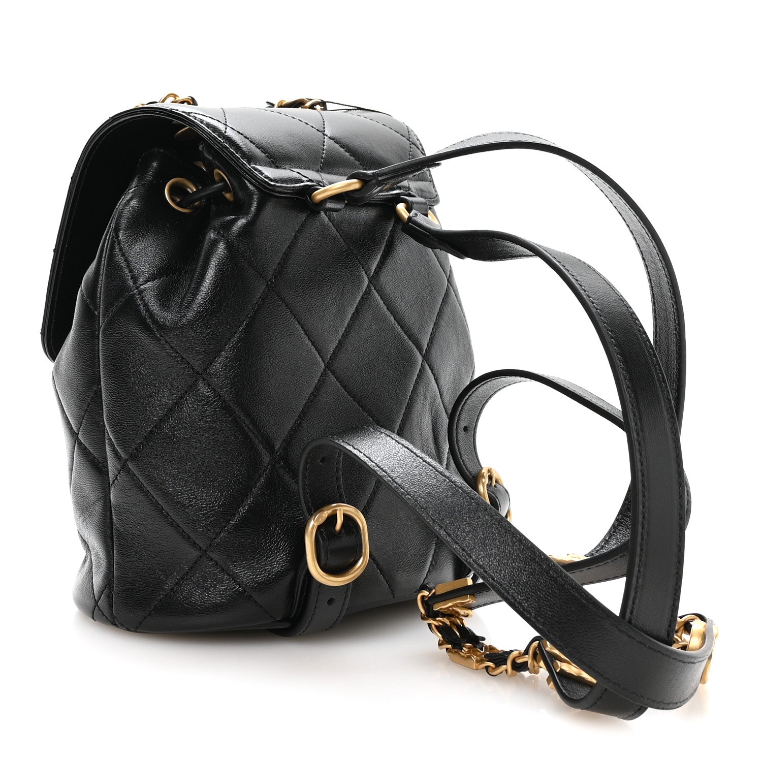 Chanel Lambskin Quilted Logo Mini Backpack Black 2 of 10
