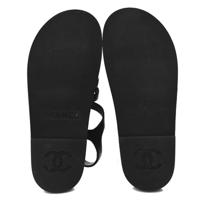 Chanel Lambskin Espadrille Sandals 37 Black 6 of 8