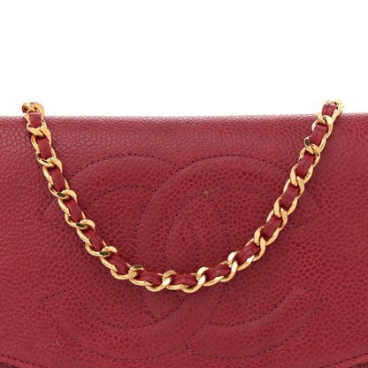 Chanel Caviar Timeless CC Wallet On Chain WOC Red 8 of 13