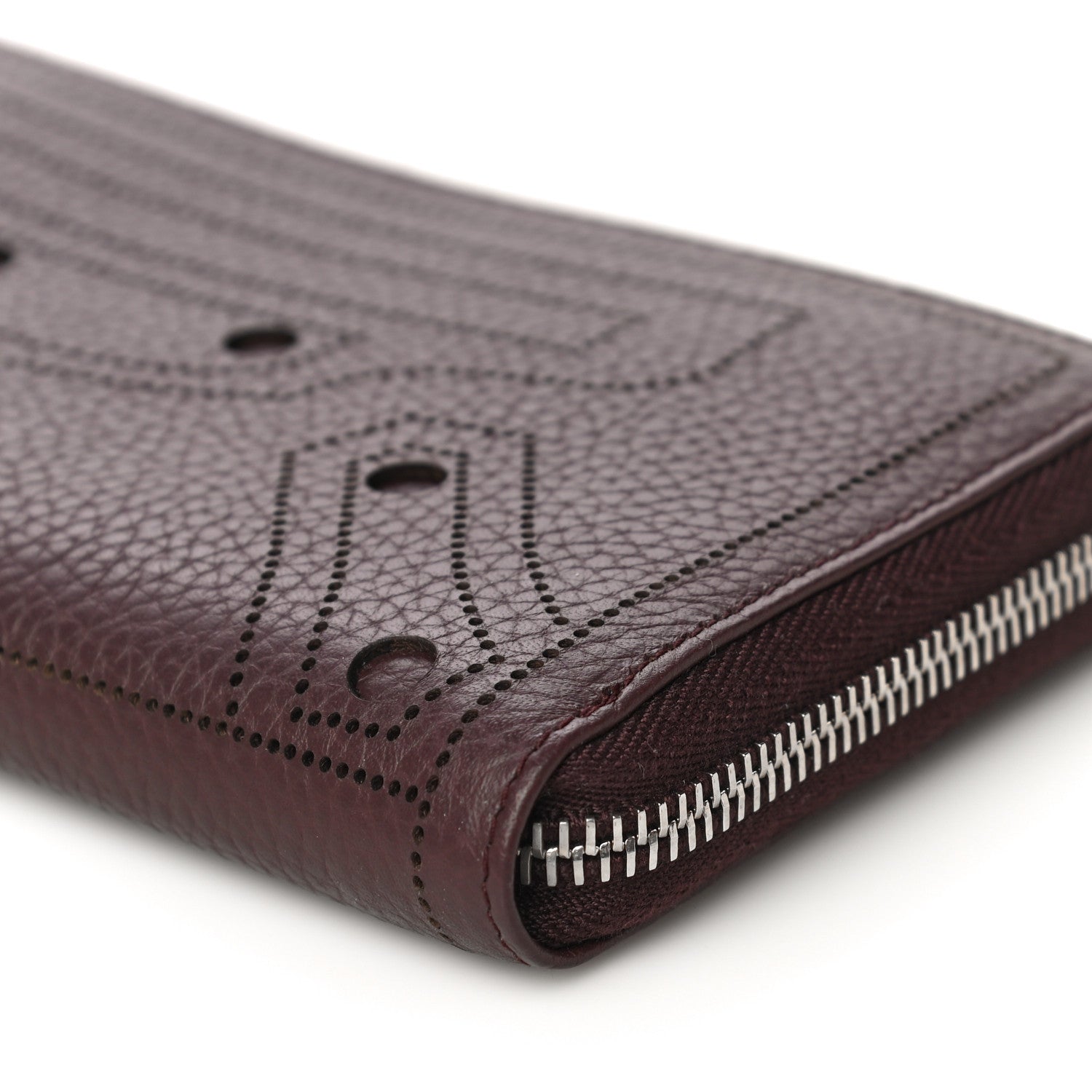 Balenciaga Veau Grana Perforated Blackout Hardware Continental Zip Around Wallet Rouge Acajou 8 of 9