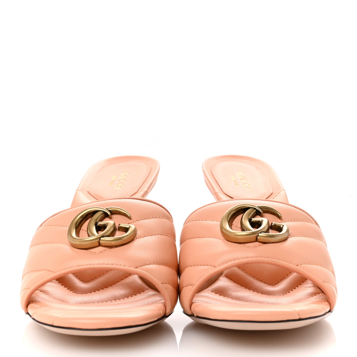 Gucci Nappa Matelasse GG Marmont 75mm Slide Sandals 40 Peachy Chic 3 of 9