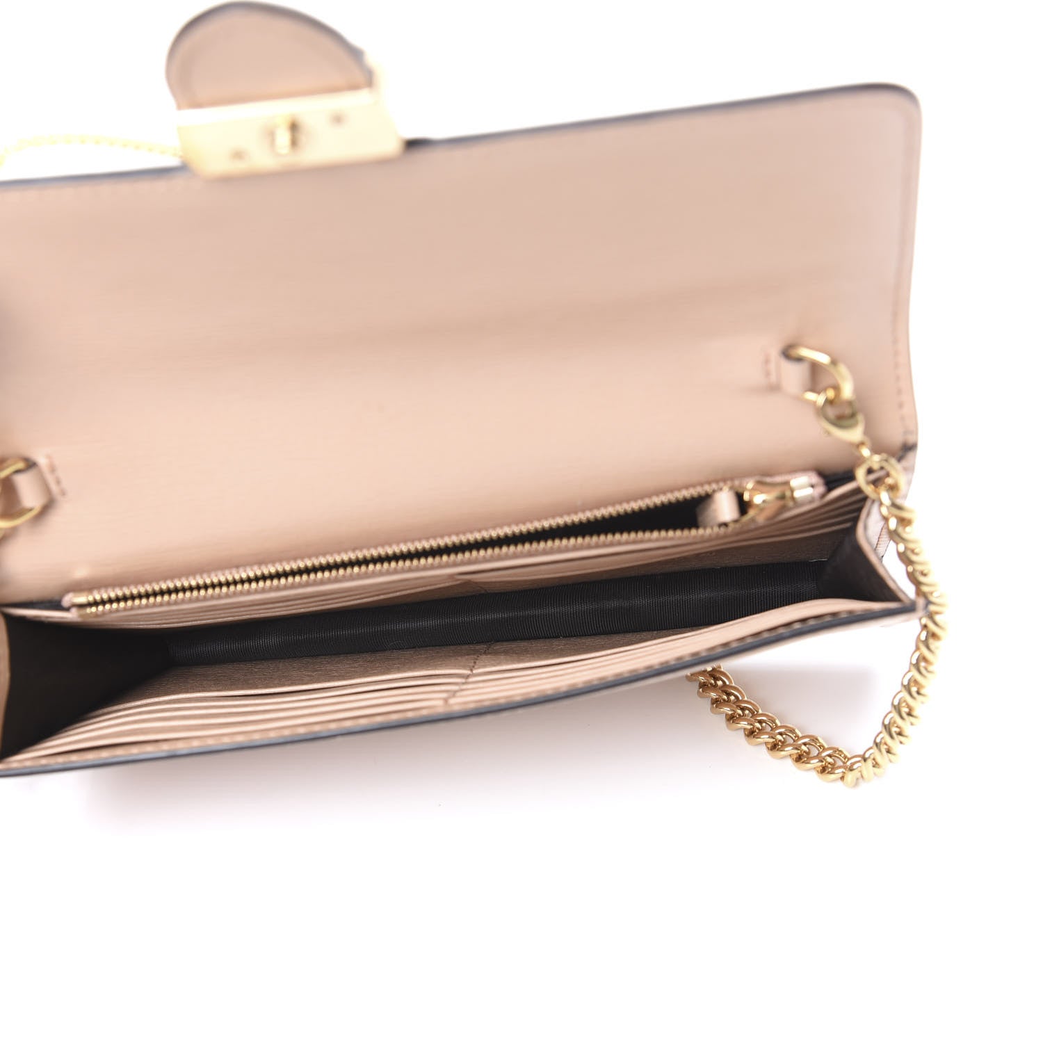 Gucci Textured Calfskin Icon Chain Wallet Pink Apricot 4 of 9