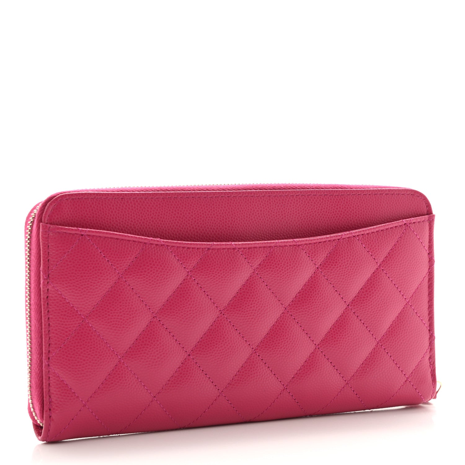 Chanel Caviar Quilted Large Gusset Zip Around Wallet Fuchsia 3 of 9