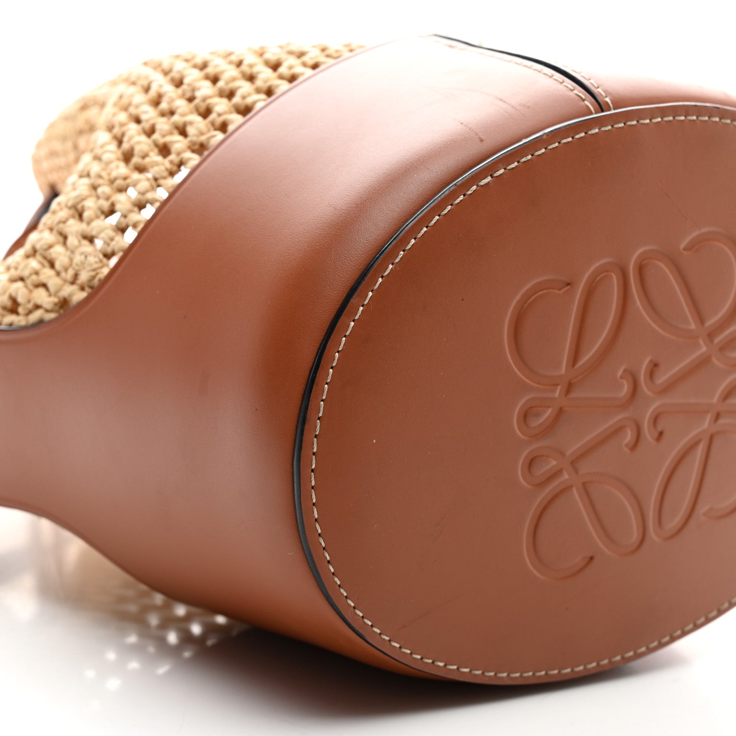 Loewe Raffia Calfskin Balloon Bucket Bag Natural Tan 8 of 9