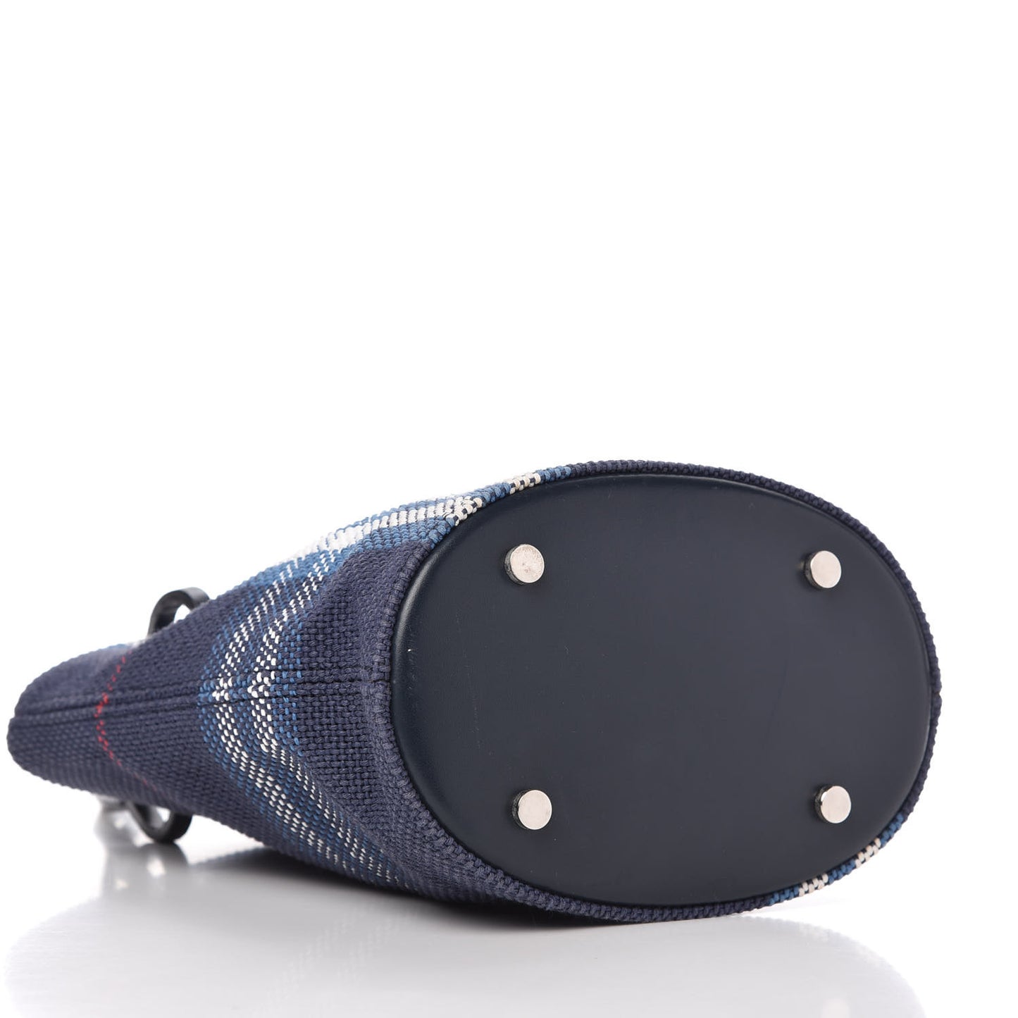 Canvas Woven Color Check Bucket Bag Blue