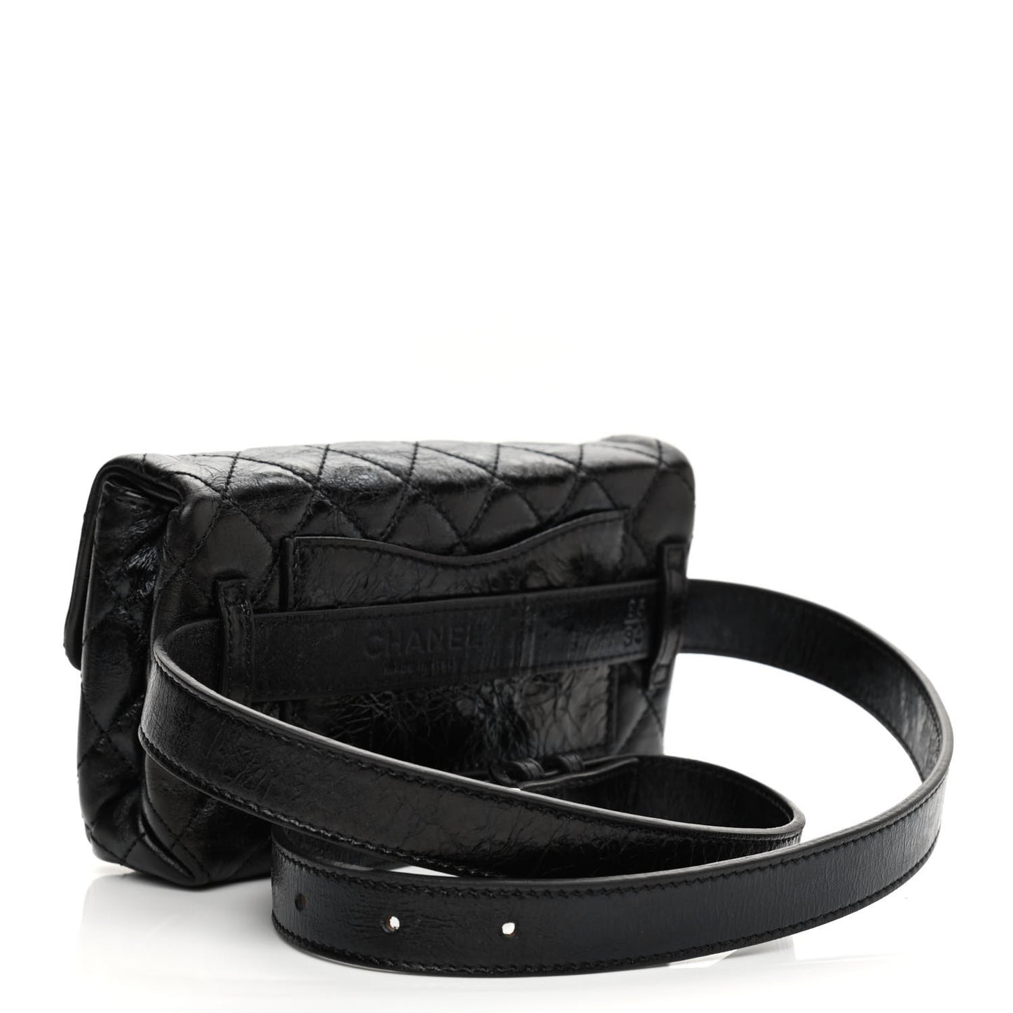 Glazed Calfskin Quilted 2.55 Reissue Flap Belt Bag Clutch 85 34 Black