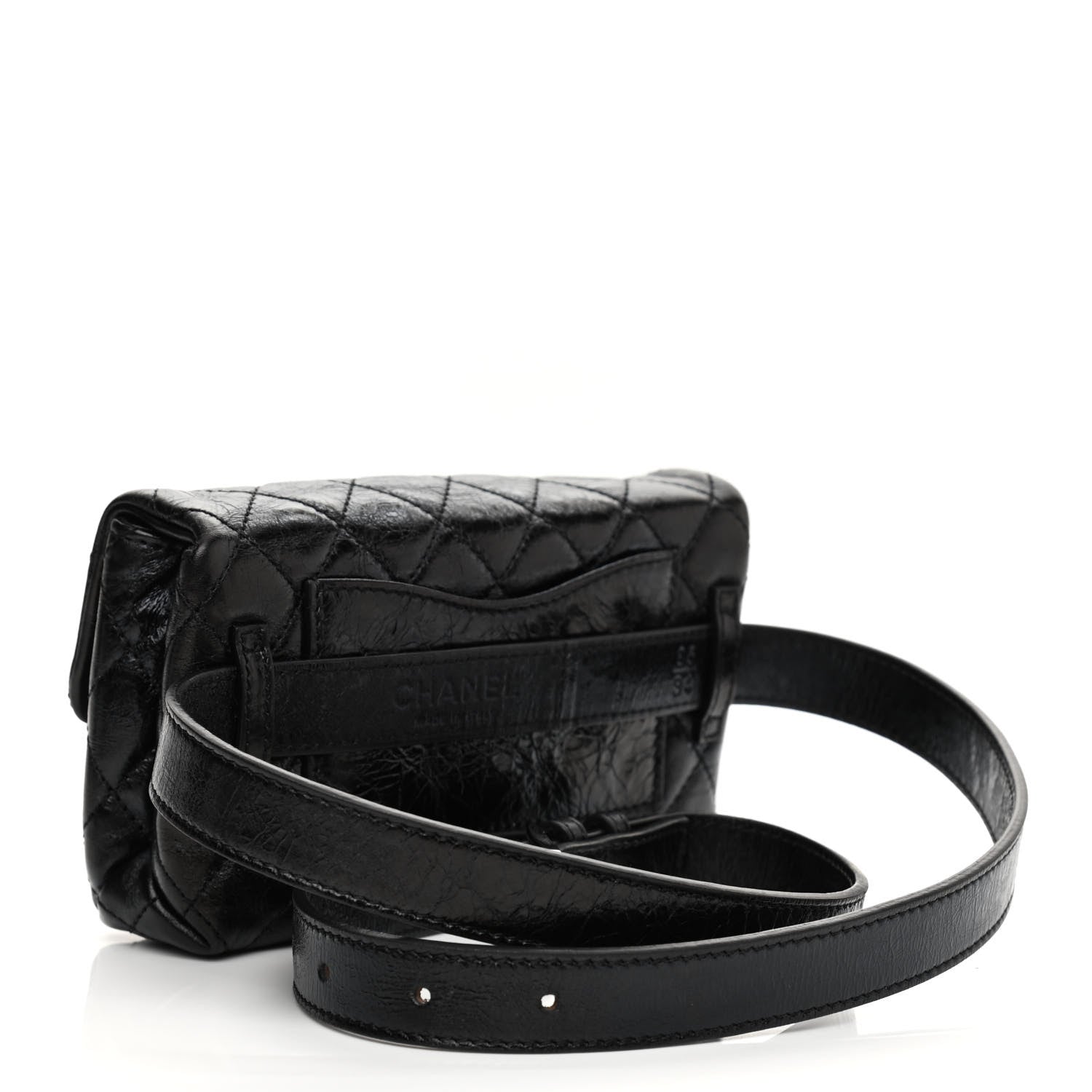 Chanel Glazed Calfskin Quilted 2.55 Reissue Flap Belt Bag Clutch 85 34 Black 3 of 11