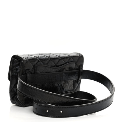Chanel Glazed Calfskin Quilted 2.55 Reissue Flap Belt Bag Clutch 85 34 Black 3 of 11