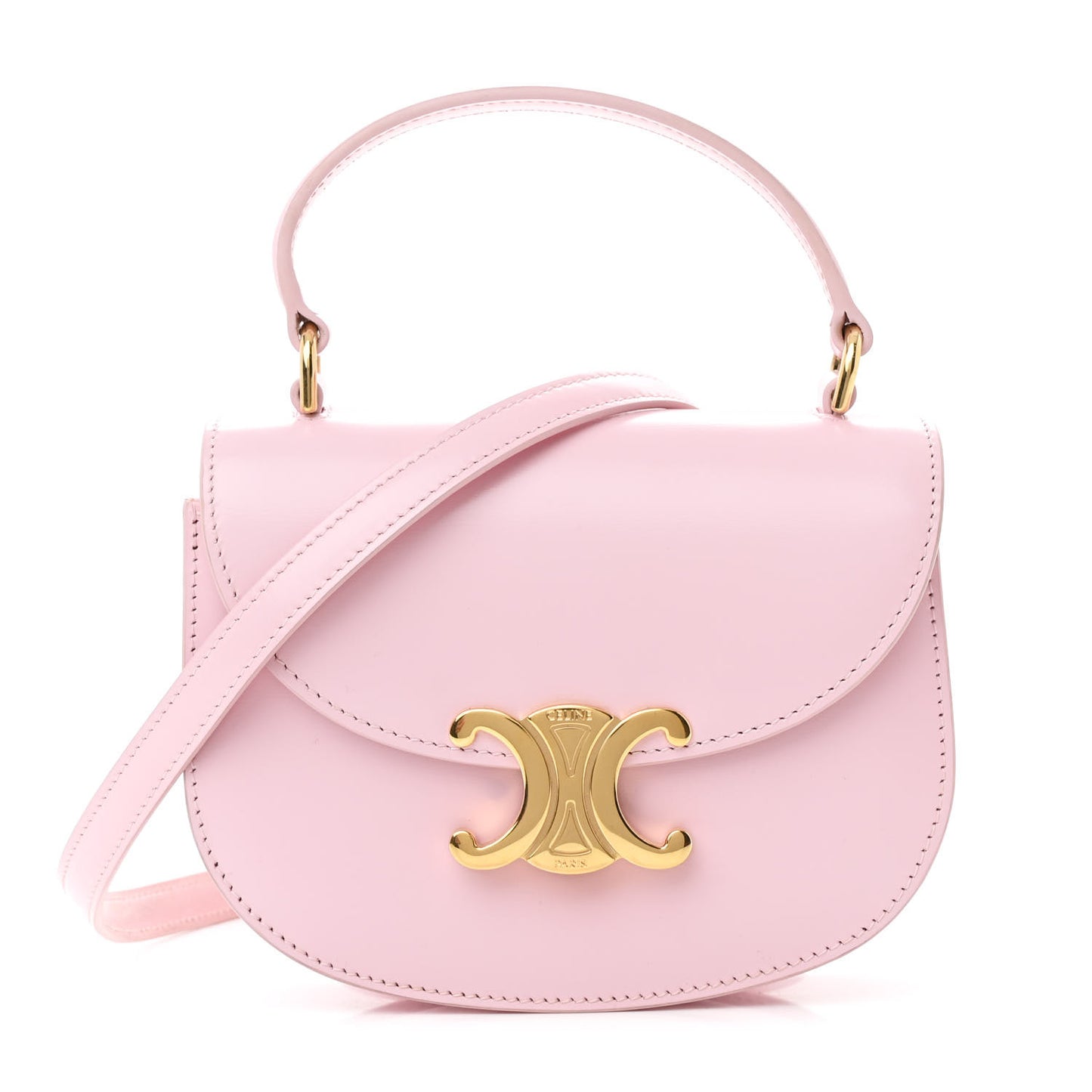 Shiny Calfskin Triomphe Mini Besace Clea Light Pink