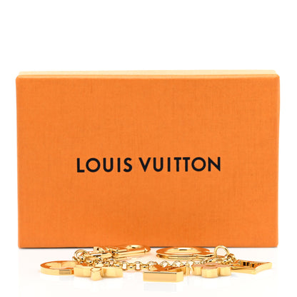 Louis Vuitton Brass Enamel Fleur De Monogram Bag Charm Chain Gold 6 of 6