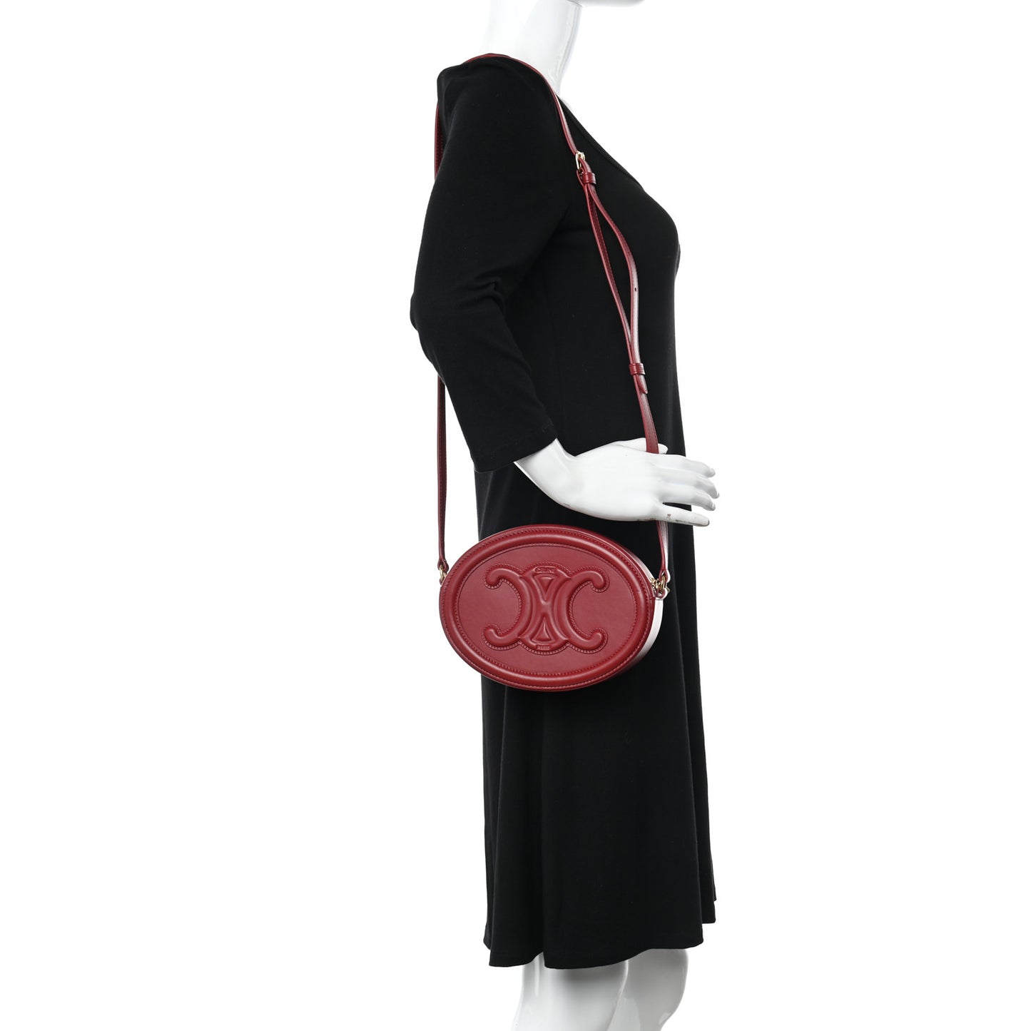 Smooth Calfskin Cuir Triomphe Oval Purse Crossbody Red
