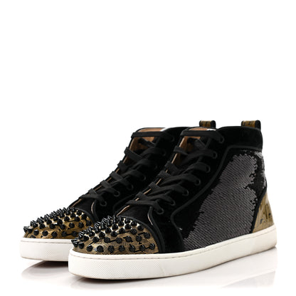 Christian Louboutin Sequin Patent Mens Louis Spikes Orlato Flat Sneakers 43 Black 3 of 6