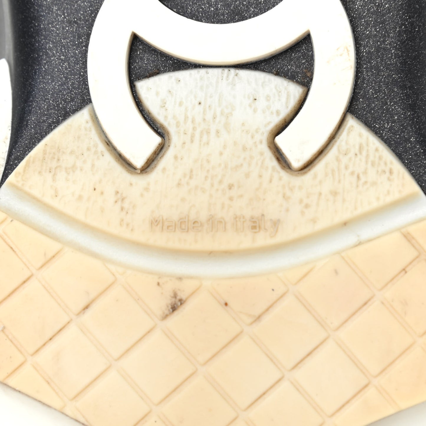 Canvas Goatskin CC High Top Sneakers 38 Black White