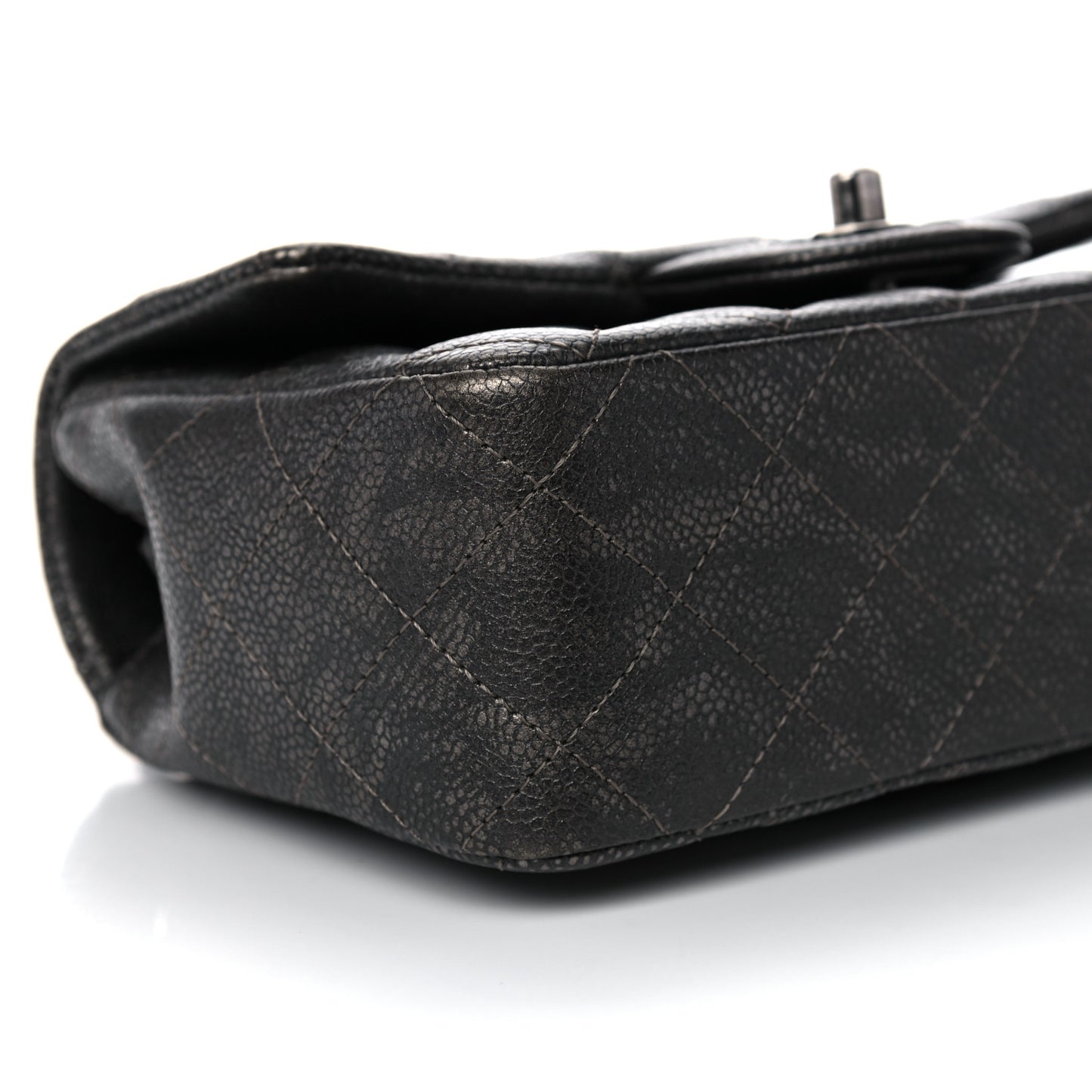 Metallic Caviar Quilted Mini Rectangular Flap Black