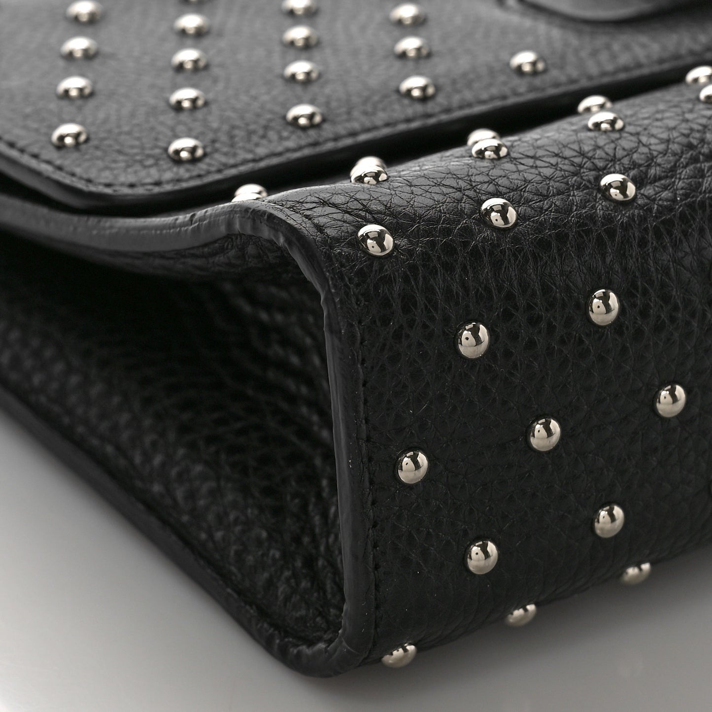 Calfskin Studded Medium Miss Bamboo Shoulder Bag Black
