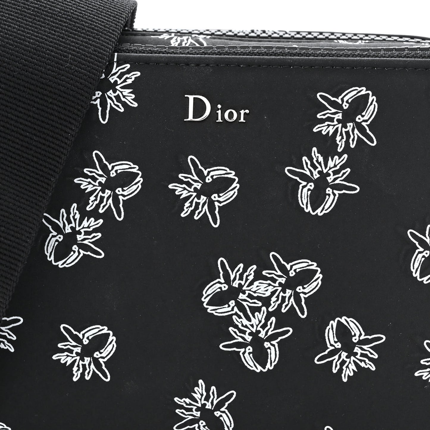 Calfskin Double Zip Crossbody Black White