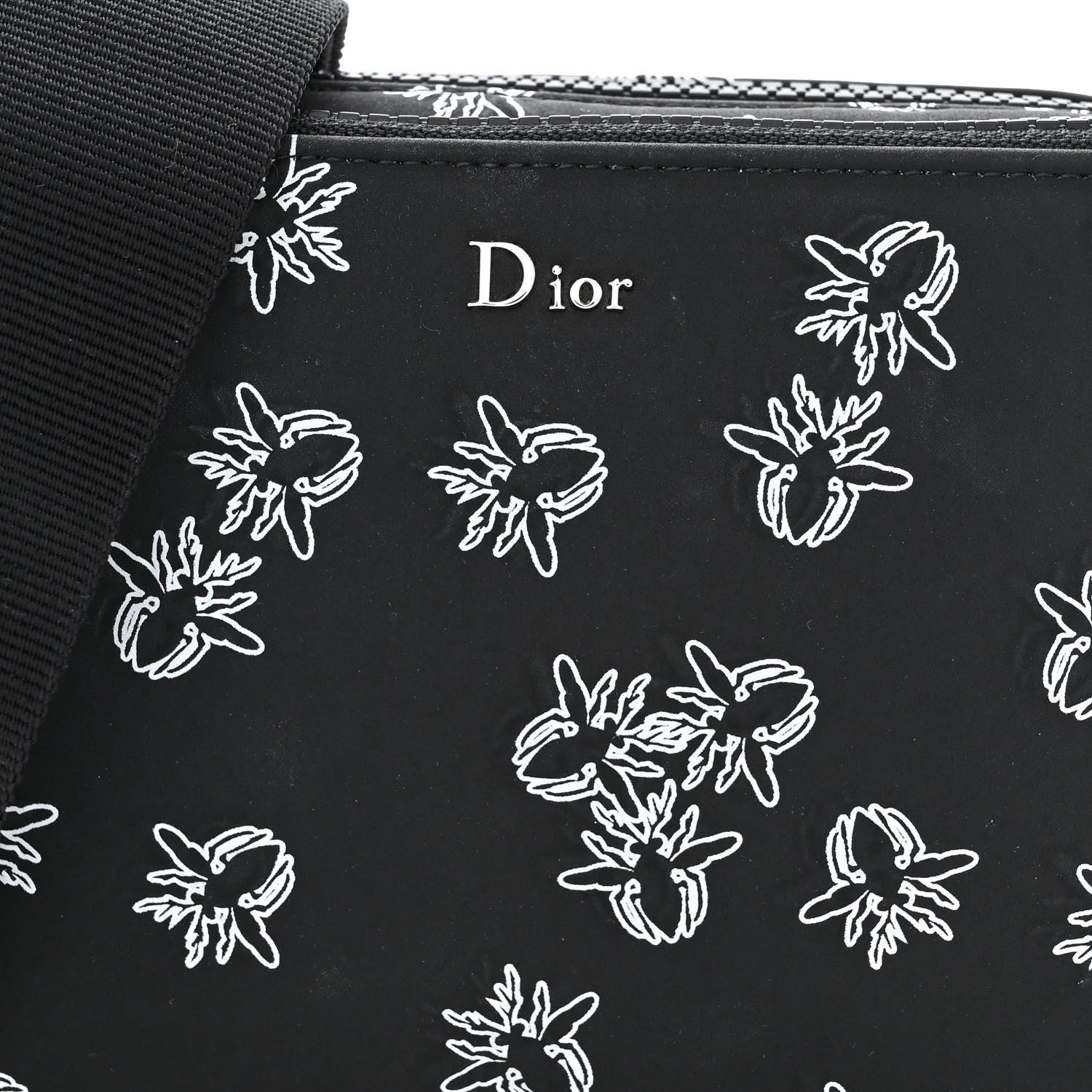 Christian Dior Calfskin Double Zip Crossbody Black White 9 of 13