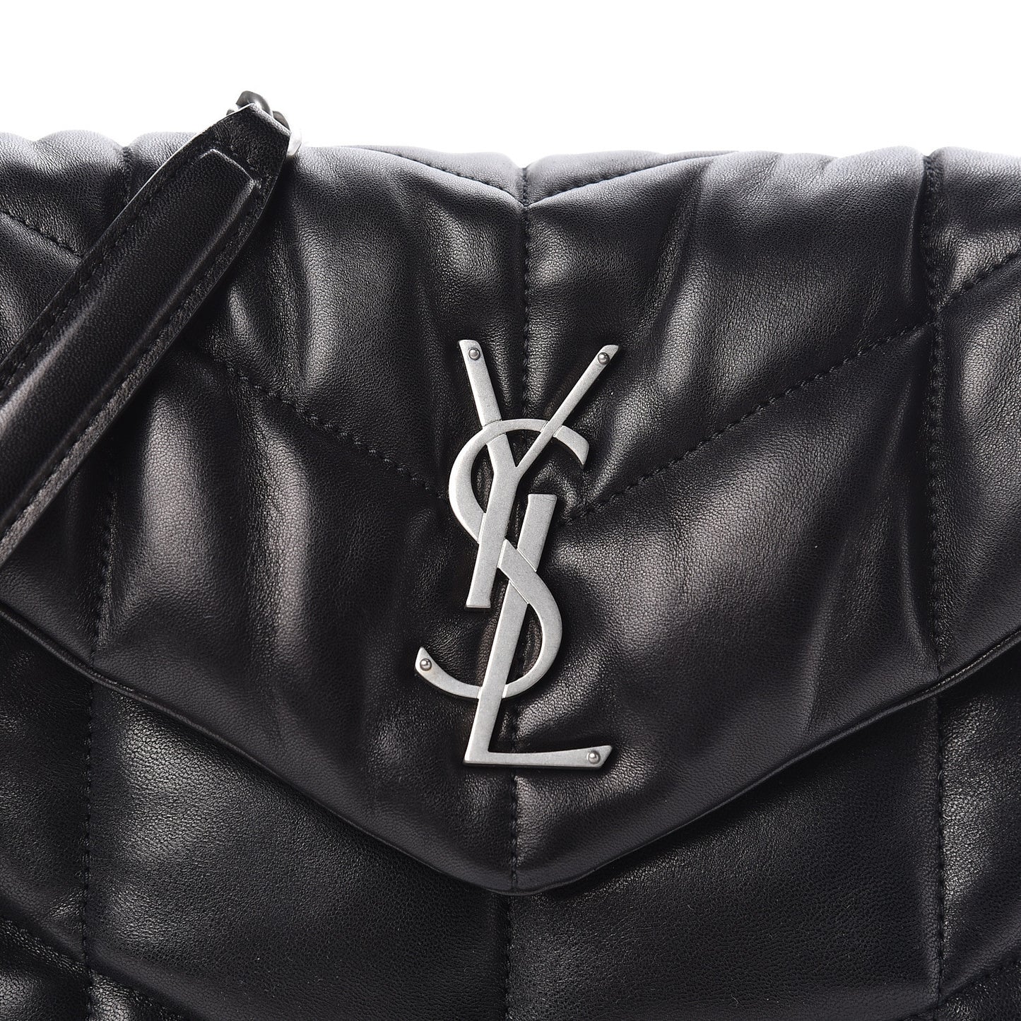 Lambskin Quilted Small Loulou Puffer Monogram Chain Satchel Black