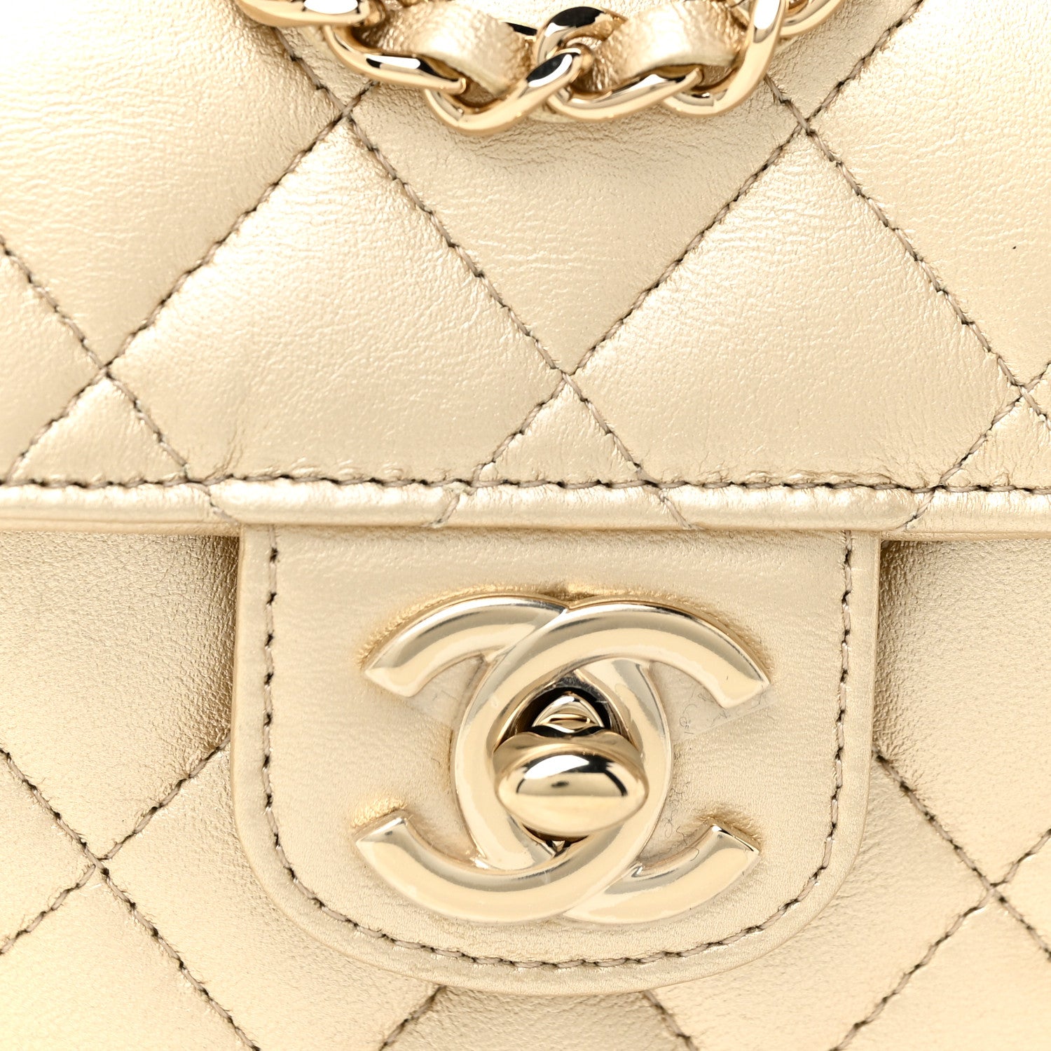 Chanel Metallic Lambskin Quilted CC In Love Heart Clutch With Chain Gold 8 of 12