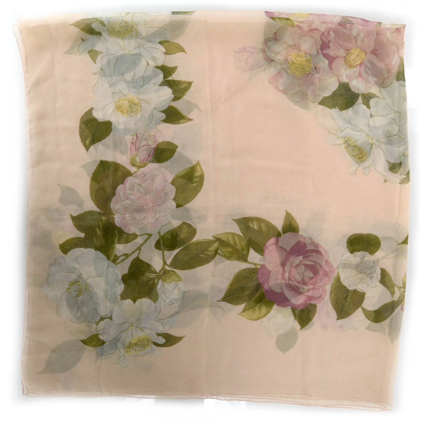 Silk Chiffon Camellia Scarf Pink