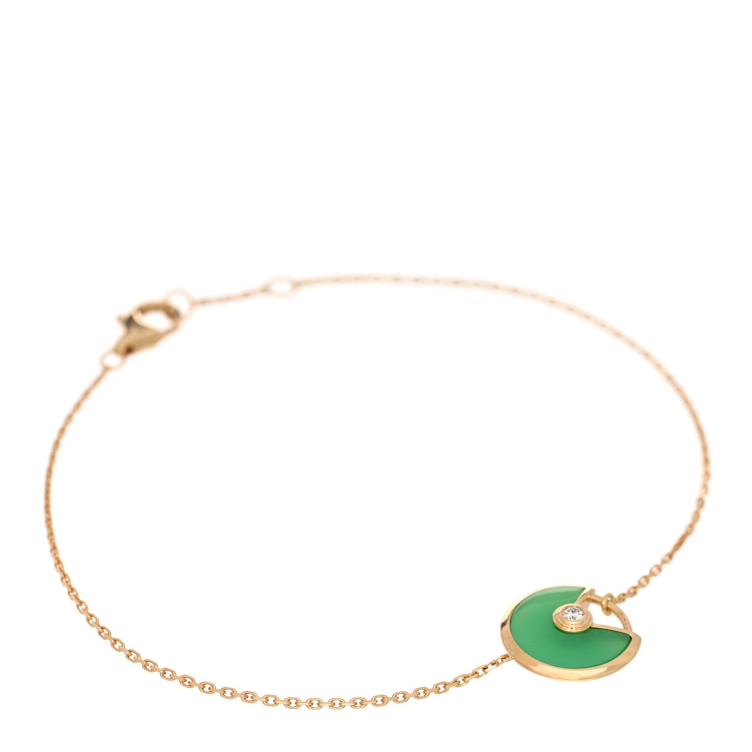 Cartier 18K Yellow Gold Diamond Chrysoprase Amulette de Cartier Bracelet 1 of 3