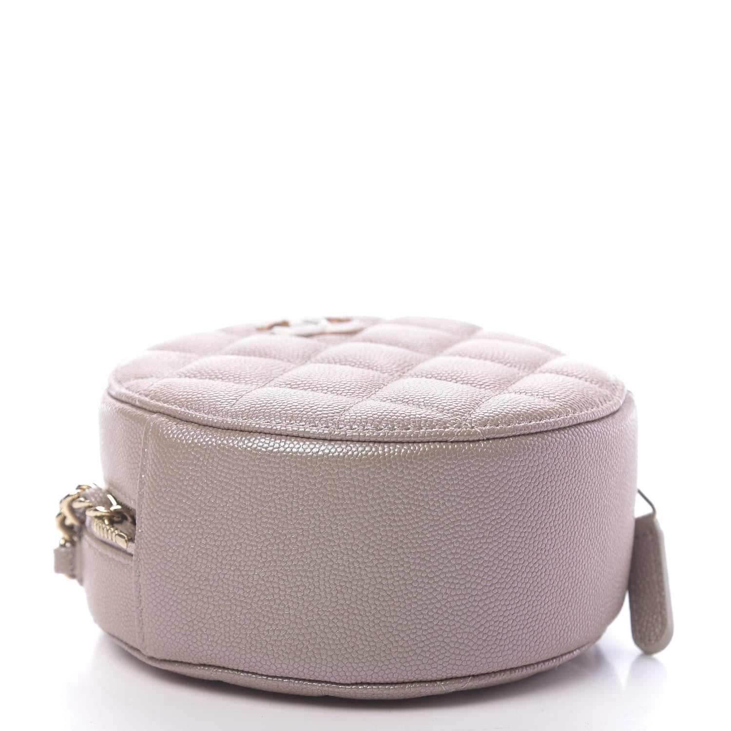 Chanel Iridescent Caviar Quilted Round Clutch With Chain Beige 4 of 11