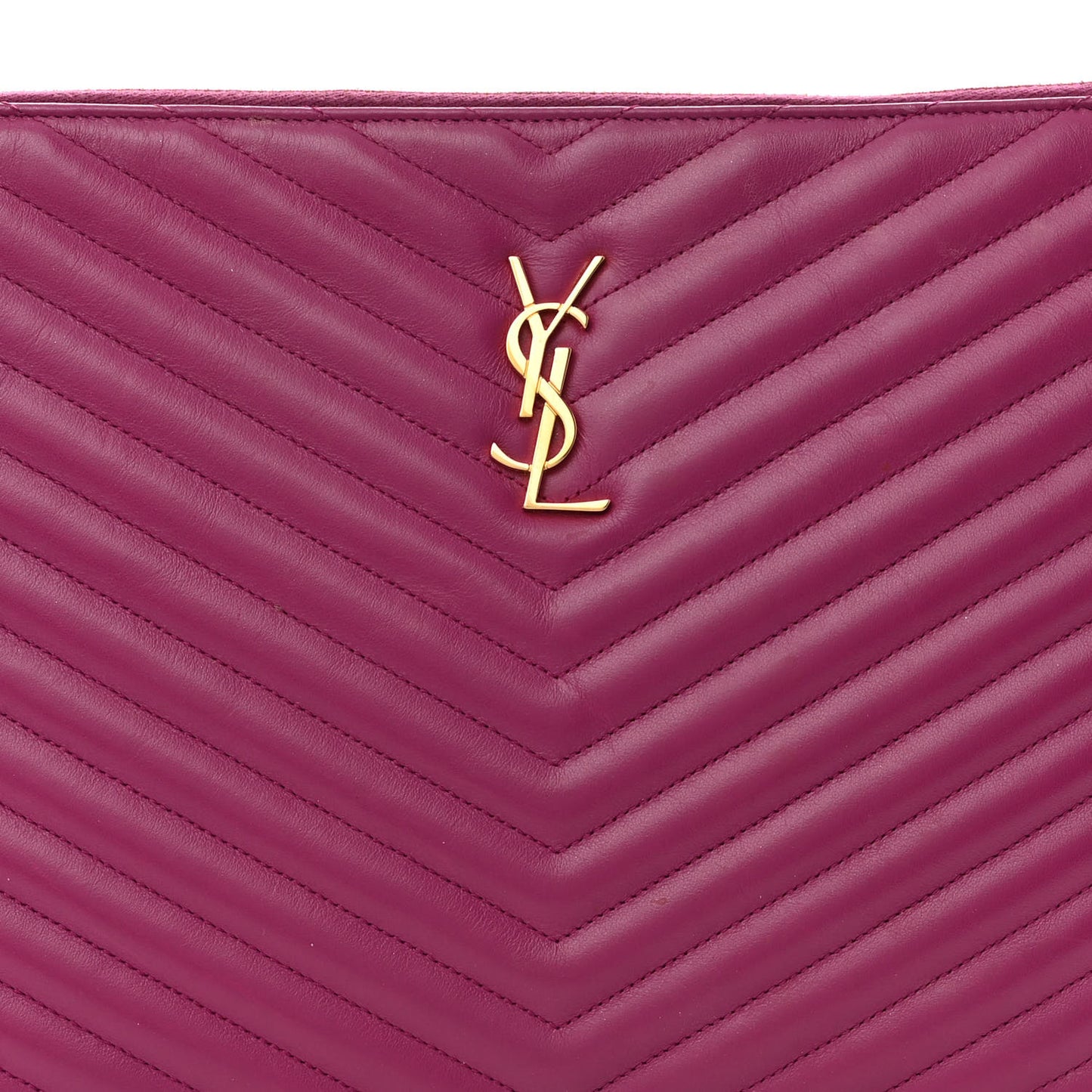Calfskin Matelasse Chevron Monogram Document Holder Dark Grape