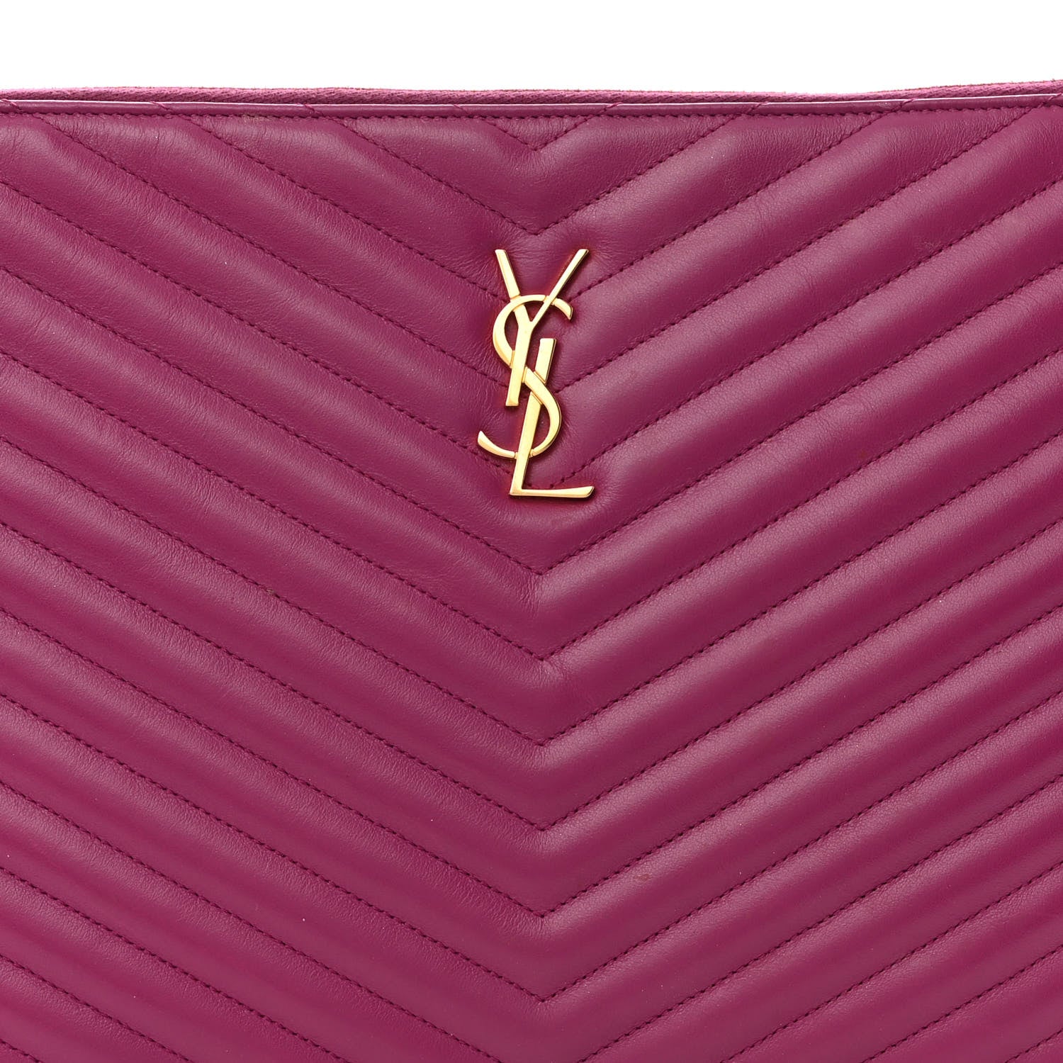 Saint Laurent Calfskin Matelasse Chevron Monogram Document Holder Dark Grape 8 of 14